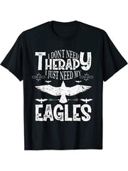 I don't need therapy. I just need my Eagles Gift Bald Eagle T-Shirt 180G 100% Cotton Printed Round Neck Short-Sleeve T-Shirt, Gifts for Men Dad Husband Grandpa, S-XXXL, Black