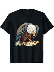 Bald Eagle Eating Naan T-Shirt 180G 100% Cotton Printed Round Neck Short-Sleeve T-Shirt, Gifts for Men Dad Husband Grandpa, S-XXXL, Black