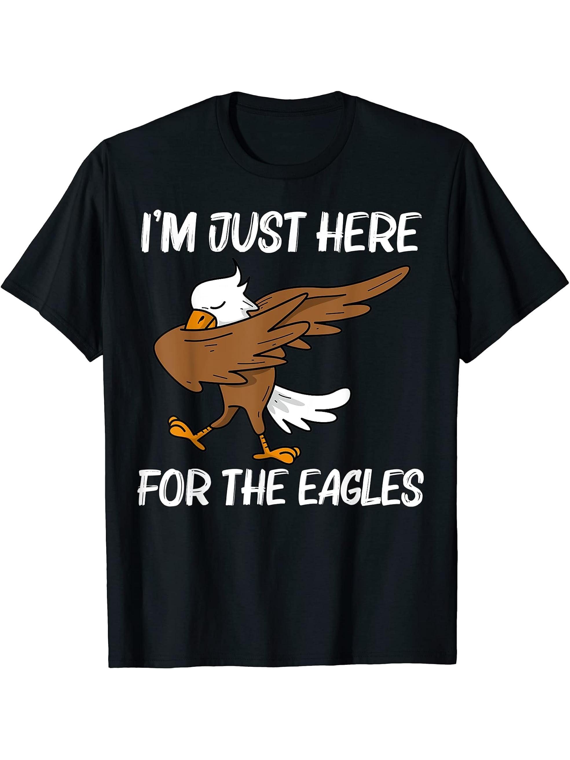 Cool Eagle For Men Women Dabbing Bald Flying Animal T-Shirt 180G 100% Cotton Printed Round Neck Short-Sleeve T-Shirt, Gifts for Men Dad Husband Grandpa, S-XXXL, Black