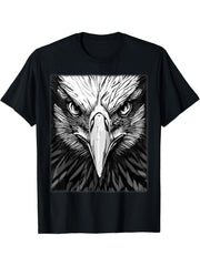 Bald Eagle American National Symbol Animal Patriotic Freedom T-Shirt 180G 100% Cotton Printed Round Neck Short-Sleeve T-Shirt, Gifts for Men Dad Husband Grandpa, S-XXXL, Black