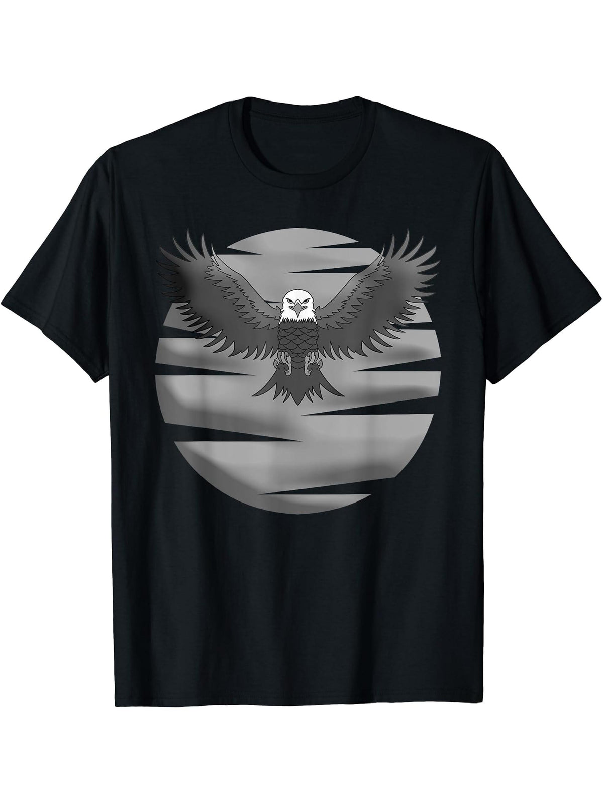 Bald Eagle American National Symbol Animal Patriotic Freedom T-Shirt 180G 100% Cotton Printed Round Neck Short-Sleeve T-Shirt, Gifts for Men Dad Husband Grandpa, S-XXXL, Black