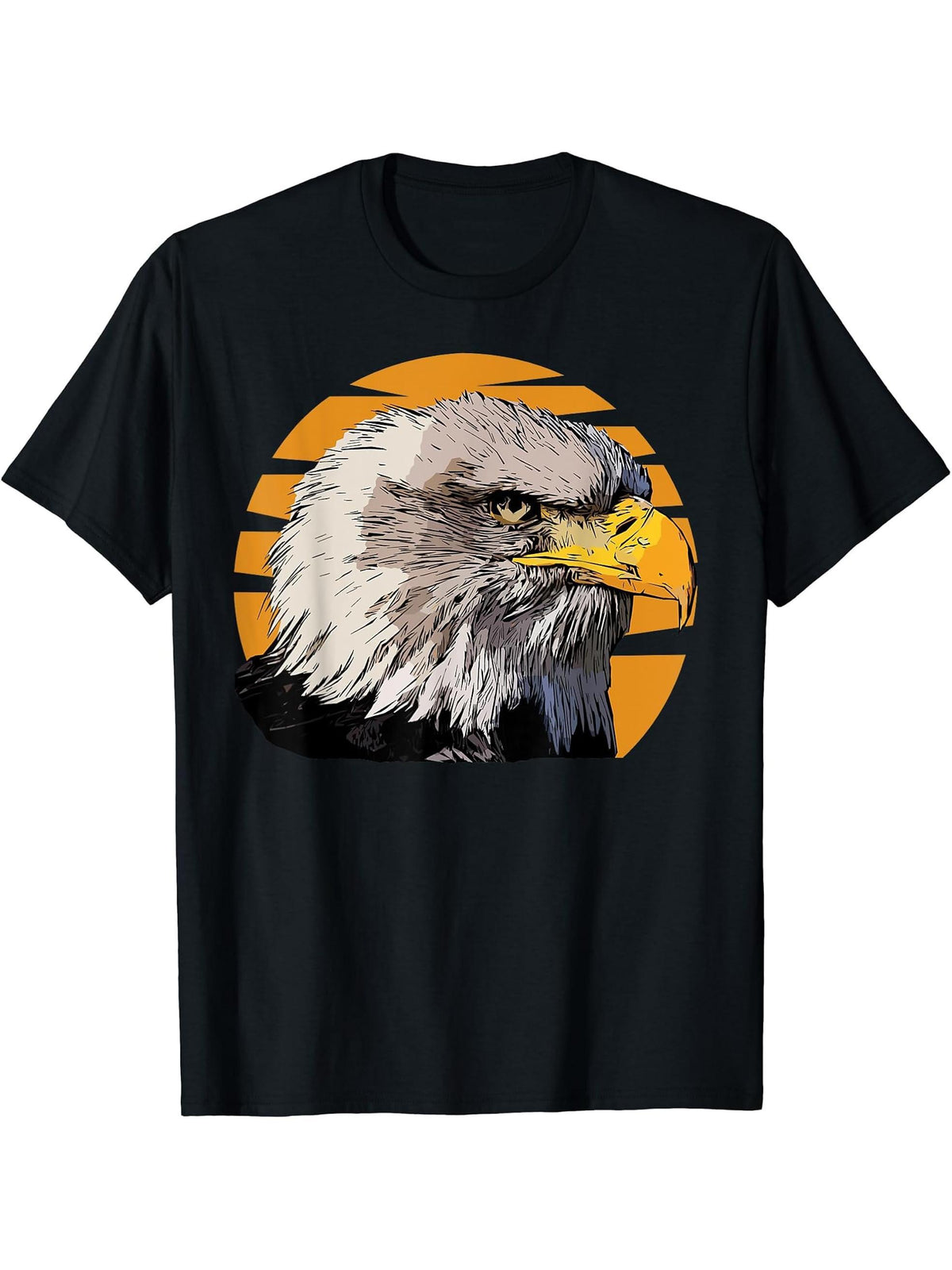 Bald Eagle American National Symbol Animal Patriotic Freedom T-Shirt 180G 100% Cotton Printed Round Neck Short-Sleeve T-Shirt, Gifts for Men Dad Husband Grandpa, S-XXXL, Black