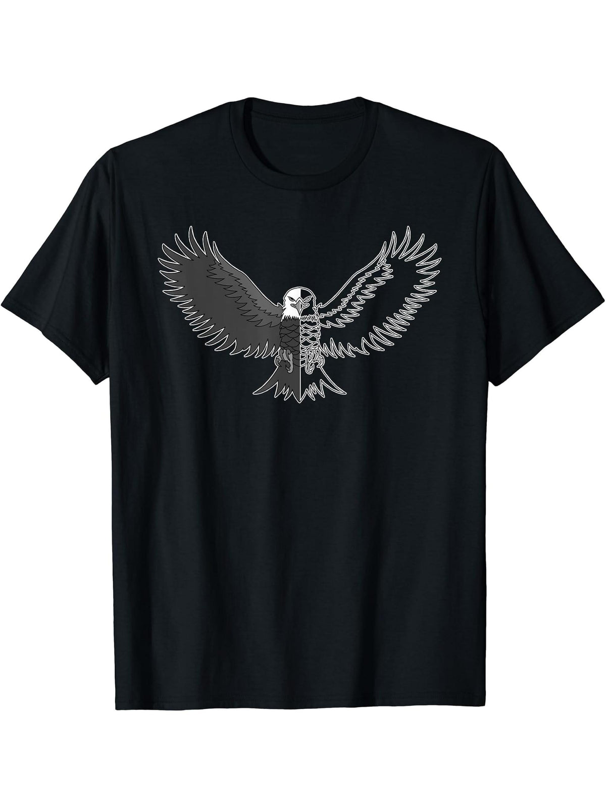 Bald Eagle American National Symbol Animal Patriotic Freedom T-Shirt 180G 100% Cotton Printed Round Neck Short-Sleeve T-Shirt, Gifts for Men Dad Husband Grandpa, S-XXXL, Black
