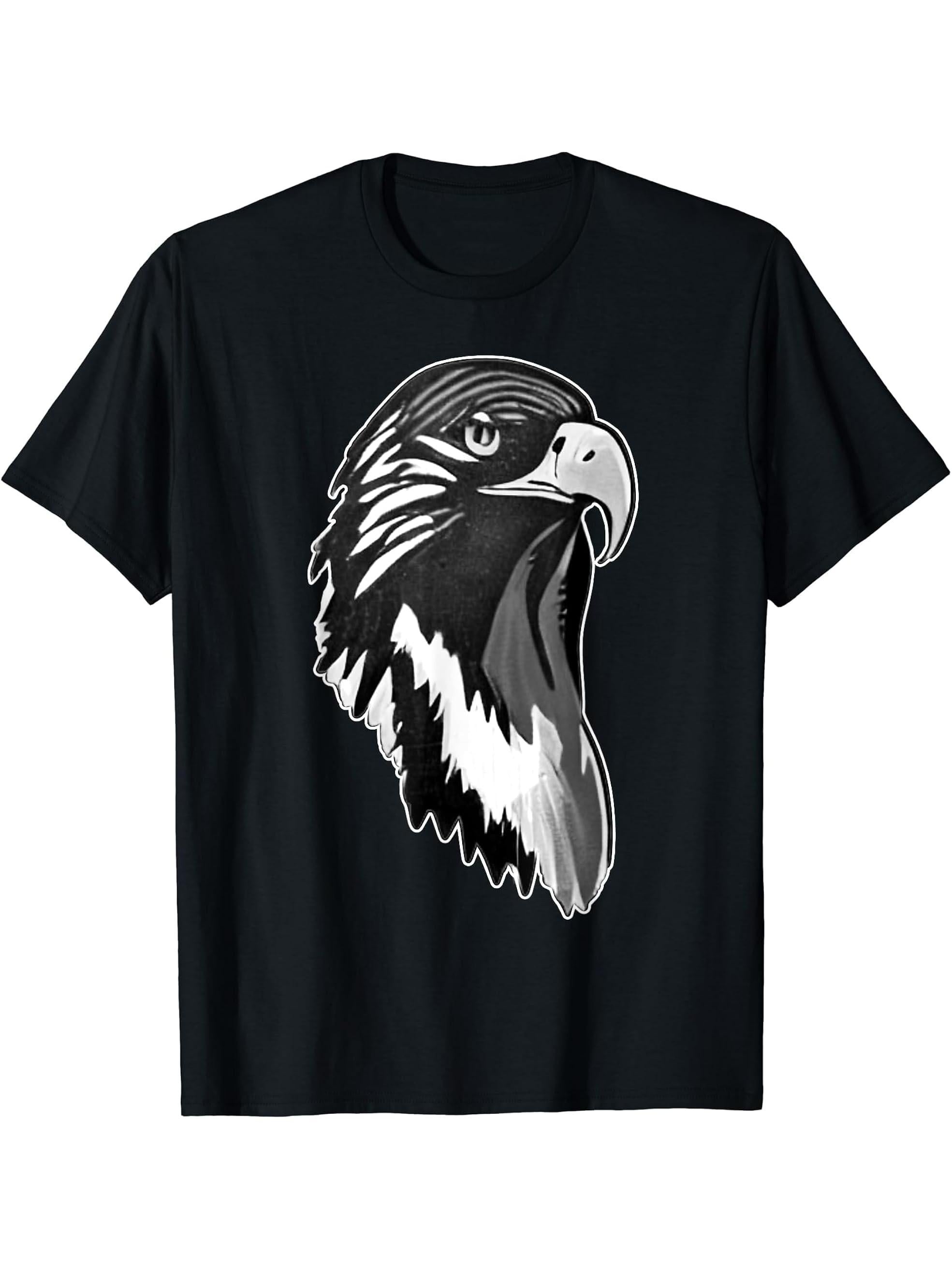 Bald Eagle American National Symbol Animal Patriotic Freedom T-Shirt 180G 100% Cotton Printed Round Neck Short-Sleeve T-Shirt, Gifts for Men Dad Husband Grandpa, S-XXXL, Black