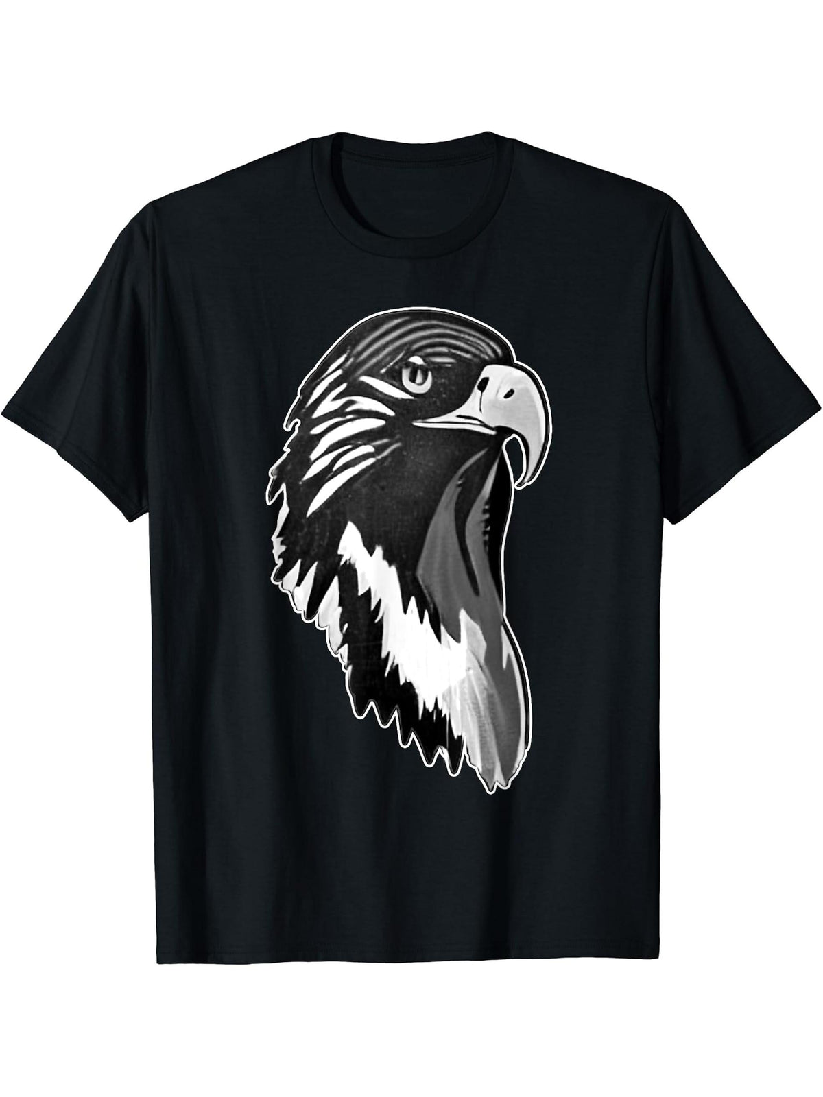 Bald Eagle American National Symbol Animal Patriotic Freedom T-Shirt 180G 100% Cotton Printed Round Neck Short-Sleeve T-Shirt, Gifts for Men Dad Husband Grandpa, S-XXXL, Black