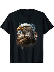 American Flag I USA I Patriotic American Bald Eagle T-Shirt 180G 100% Cotton Printed Round Neck Short-Sleeve T-Shirt, Gifts for Men Dad Husband Grandpa, S-XXXL, Black