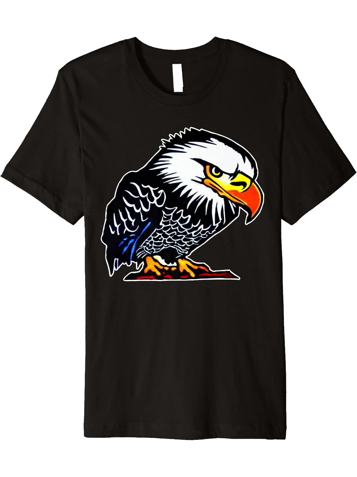 Bald Eagle American National Symbol Animal Patriotic Freedom Premium T-Shirt 180G 100% Cotton Printed Round Neck Short-Sleeve T-Shirt, Gifts for Men Dad Husband Grandpa, S-XXXL, Black