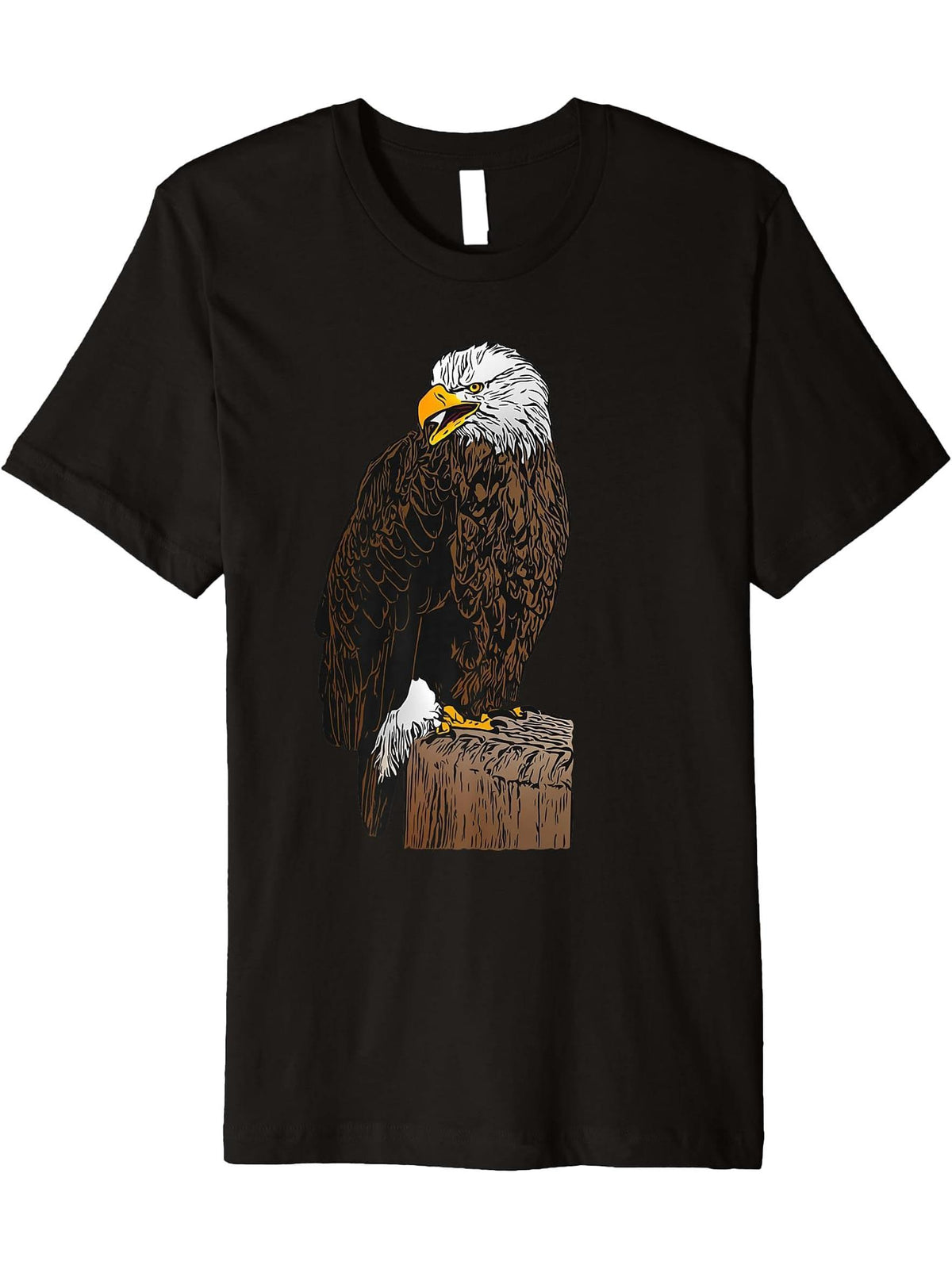 Bald Eagle American National Symbol Animal Patriotic Freedom Premium T-Shirt 180G 100% Cotton Printed Round Neck Short-Sleeve T-Shirt, Gifts for Men Dad Husband Grandpa, S-XXXL, Black