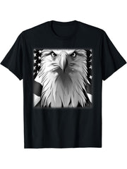 Bald Eagle American National Symbol Animal Patriotic Freedom T-Shirt 180G 100% Cotton Printed Round Neck Short-Sleeve T-Shirt, Gifts for Men Dad Husband Grandpa, S-XXXL, Black