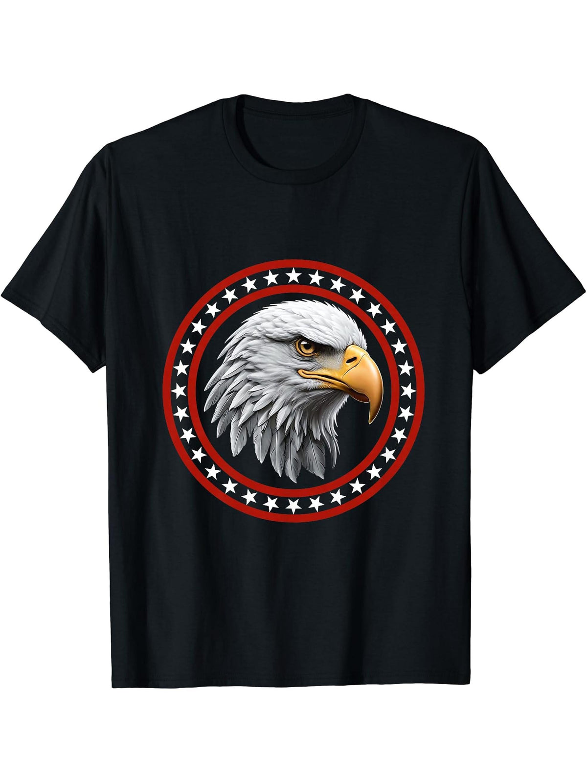 American Bald USA Eagle pride T-Shirt 180G 100% Cotton Printed Round Neck Short-Sleeve T-Shirt, Gifts for Men Dad Husband Grandpa, S-XXXL, Black