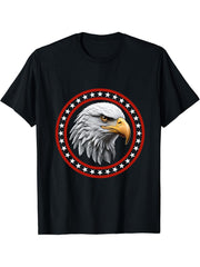 American Bald USA Eagle pride T-Shirt 180G 100% Cotton Printed Round Neck Short-Sleeve T-Shirt, Gifts for Men Dad Husband Grandpa, S-XXXL, Black