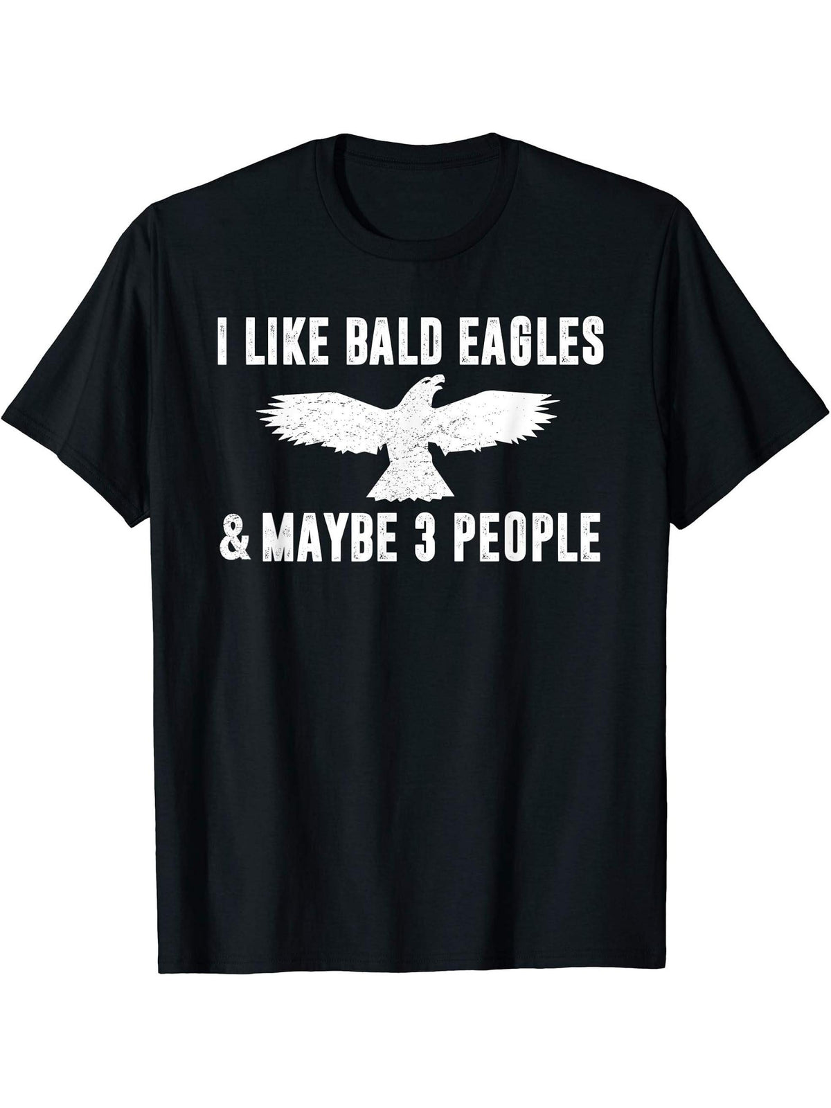 I LIKE BALD EAGLES MAYBE 3 PEOPLE Love Funny Sarcasm Women T-Shirt 180G 100% Cotton Printed Round Neck Short-Sleeve T-Shirt, Gifts for Men Dad Husband Grandpa, S-XXXL, Black