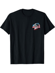 Feeling Great Again-Patriotic Bald Eagle Flag (FRONT & BACK) T-Shirt 180G 100% Cotton Printed Round Neck Short-Sleeve T-Shirt, Gifts for Men Dad Husband Grandpa, S-XXXL, Black