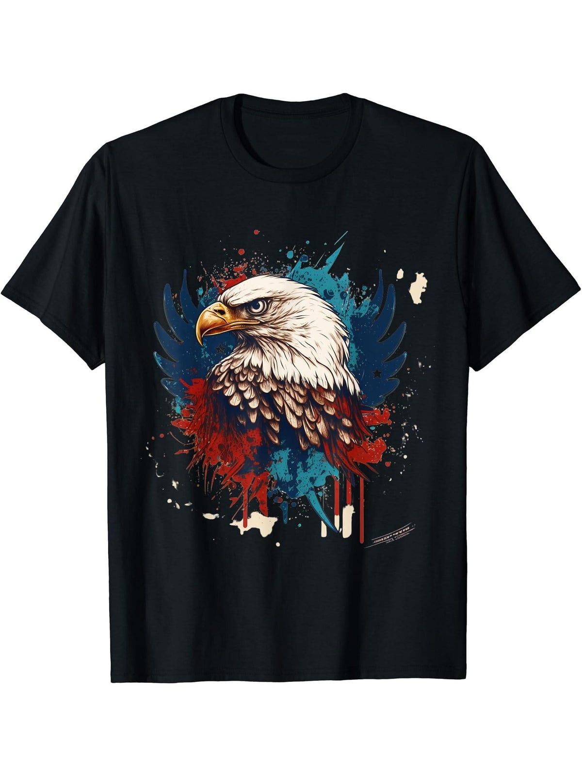 Freedom in Flight America's Symbol The July Bald Eagle T-Shirt 180G 100% Cotton Printed Round Neck Short-Sleeve T-Shirt, Gifts for Men Dad Husband Grandpa, S-XXXL, Black