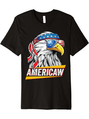 Bald Eagle Americaw American Flag USA Patriotic Merica Premium T-Shirt 180G 100% Cotton Printed Round Neck Short-Sleeve T-Shirt, Gifts for Men Dad Husband Grandpa, S-XXXL, Black