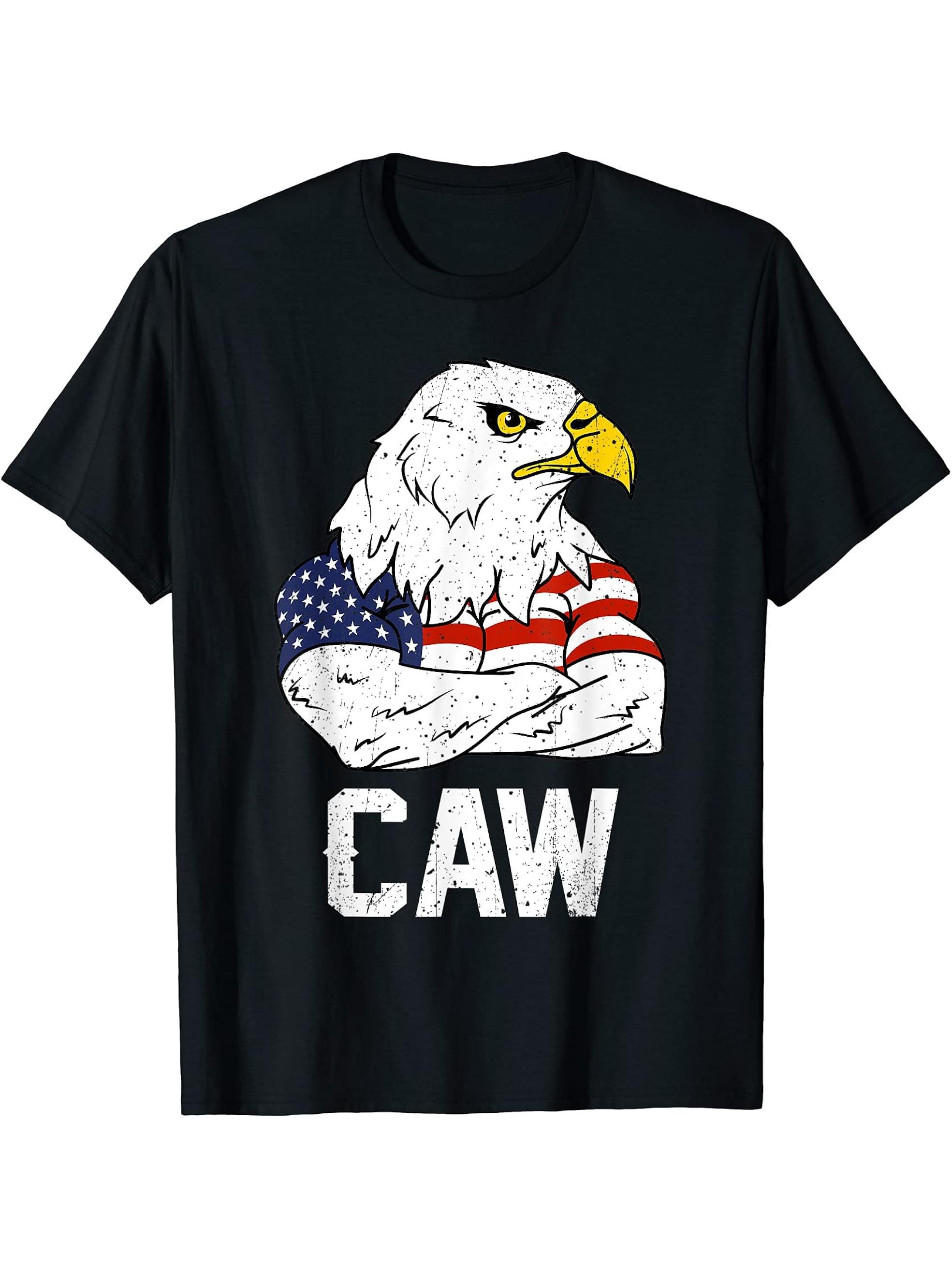 American Bald Eagle Shirt 4th of July Patriotic T Shirt T-Shirt 180G 100% Cotton Printed Round Neck Short-Sleeve T-Shirt, Gifts for Men Dad Husband Grandpa, S-XXXL, Black