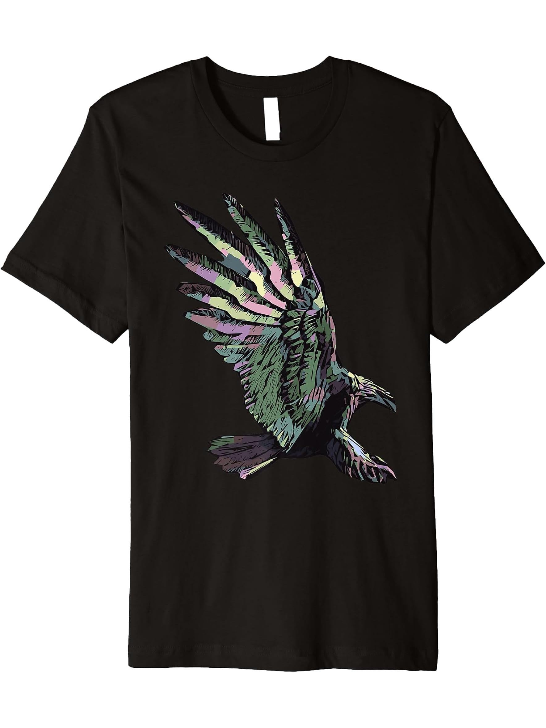 Colored Abstract Bald Eagle American Animal Patriotic Bird Premium T-Shirt 180G 100% Cotton Printed Round Neck Short-Sleeve T-Shirt, Gifts for Men Dad Husband Grandpa, S-XXXL, Black