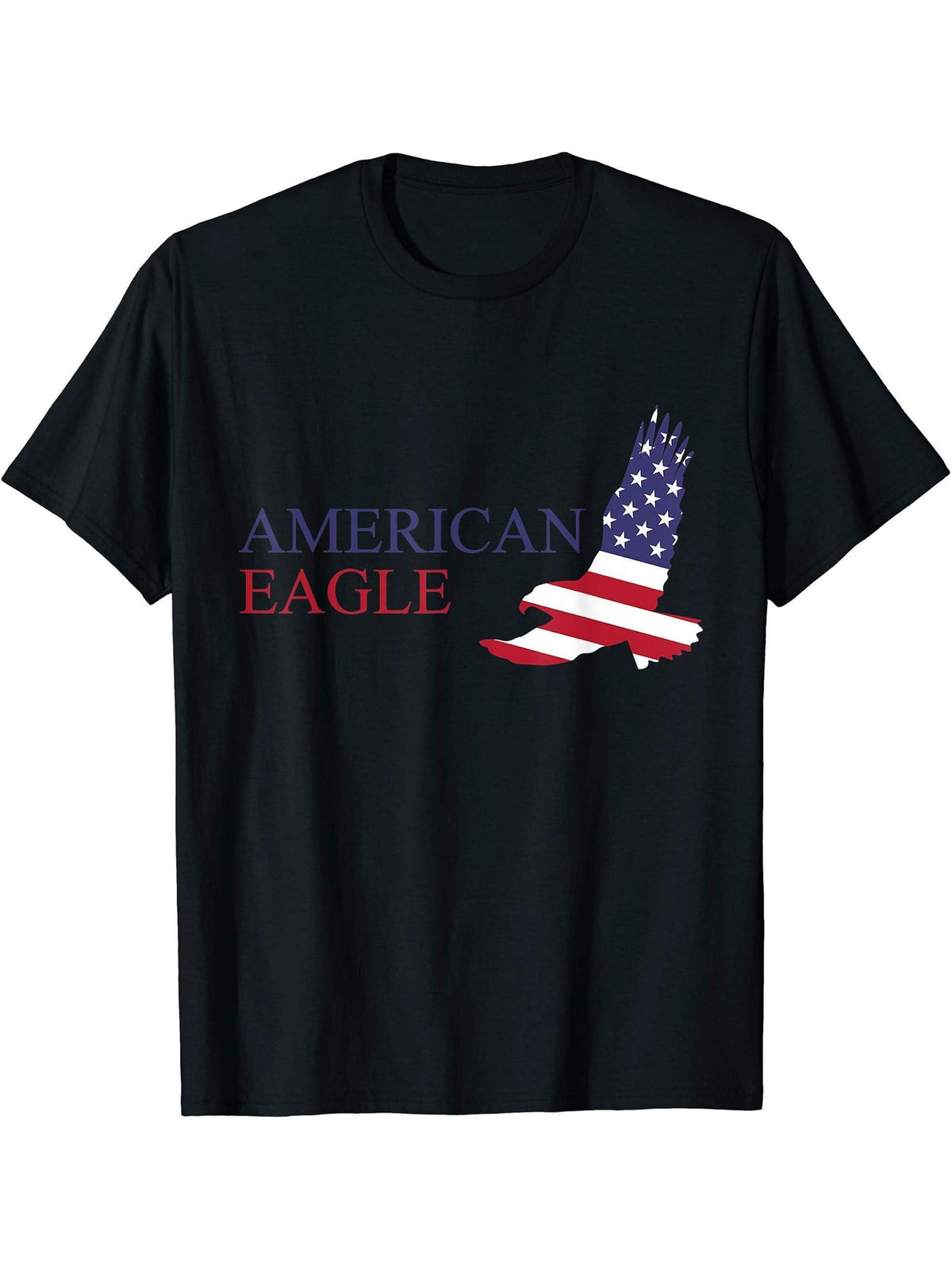 American Bald Eagle USA Flag 4th of July T-Shirt 180G 100% Cotton Printed Round Neck Short-Sleeve T-Shirt, Gifts for Men Dad Husband Grandpa, S-XXXL, Black