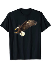 Eagle Bald Eagle Sea Eagle in Attack Bird of Prey T-Shirt 180G 100% Cotton Printed Round Neck Short-Sleeve T-Shirt, Gifts for Men Dad Husband Grandpa, S-XXXL, Black