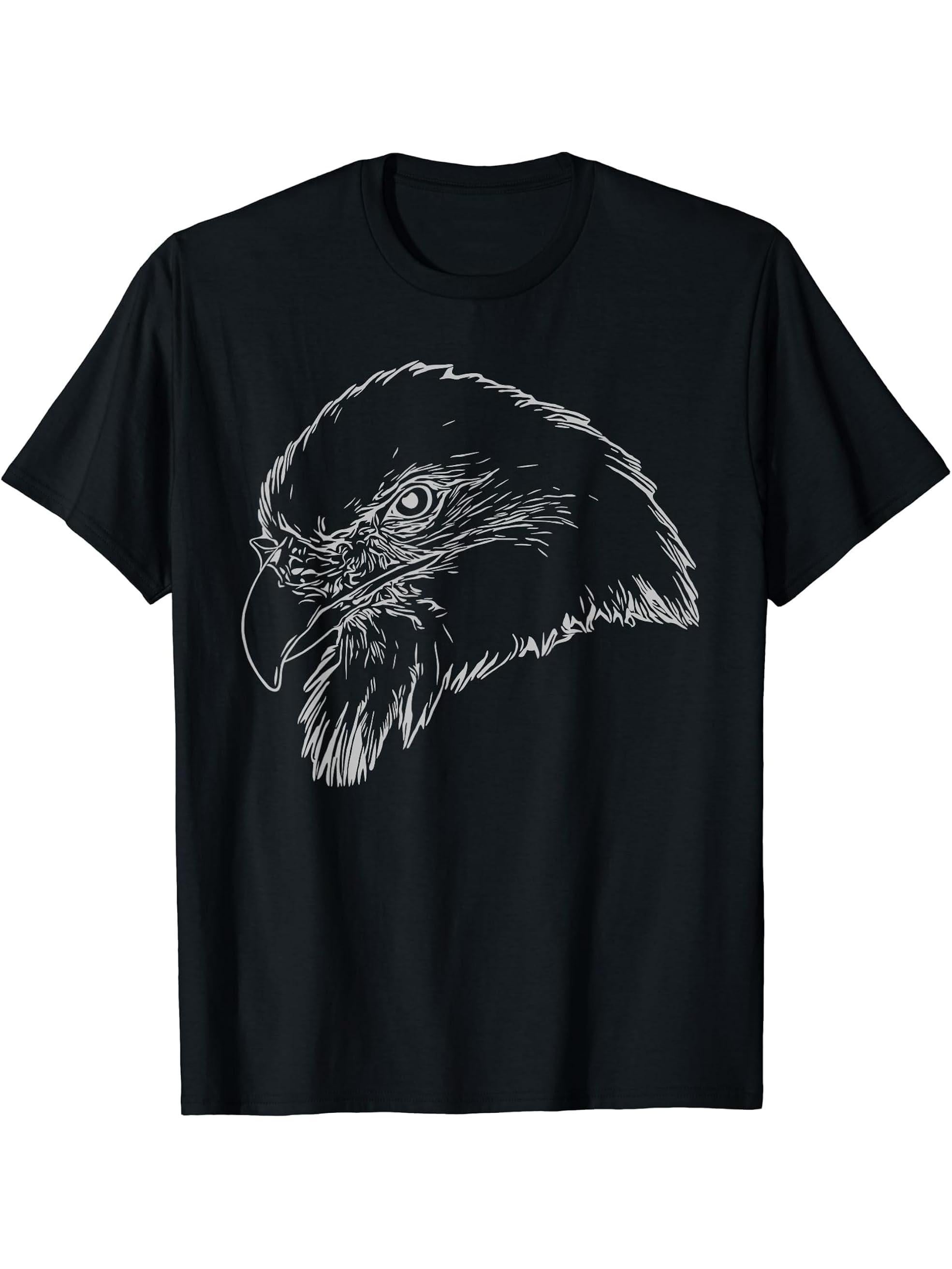 Bald Eagle American National Symbol Animal Patriotic Freedom T-Shirt 180G 100% Cotton Printed Round Neck Short-Sleeve T-Shirt, Gifts for Men Dad Husband Grandpa, S-XXXL, Black