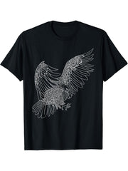 Bald Eagle American National Symbol Animal Patriotic Freedom T-Shirt 180G 100% Cotton Printed Round Neck Short-Sleeve T-Shirt, Gifts for Men Dad Husband Grandpa, S-XXXL, Black