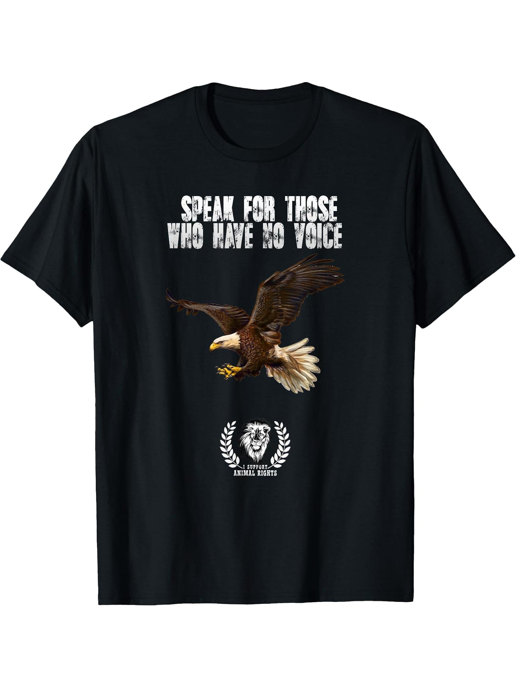 Bald Eagle, Animal Welfare, I Support Animal-Rights T-Shirt 180G 100% Cotton Printed Round Neck Short-Sleeve T-Shirt, Gifts for Men Dad Husband Grandpa, S-XXXL, Black