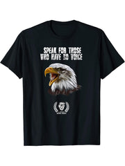 Bald Eagle, Animal Welfare, I Support Animal-Rights T-Shirt 180G 100% Cotton Printed Round Neck Short-Sleeve T-Shirt, Gifts for Men Dad Husband Grandpa, S-XXXL, Black