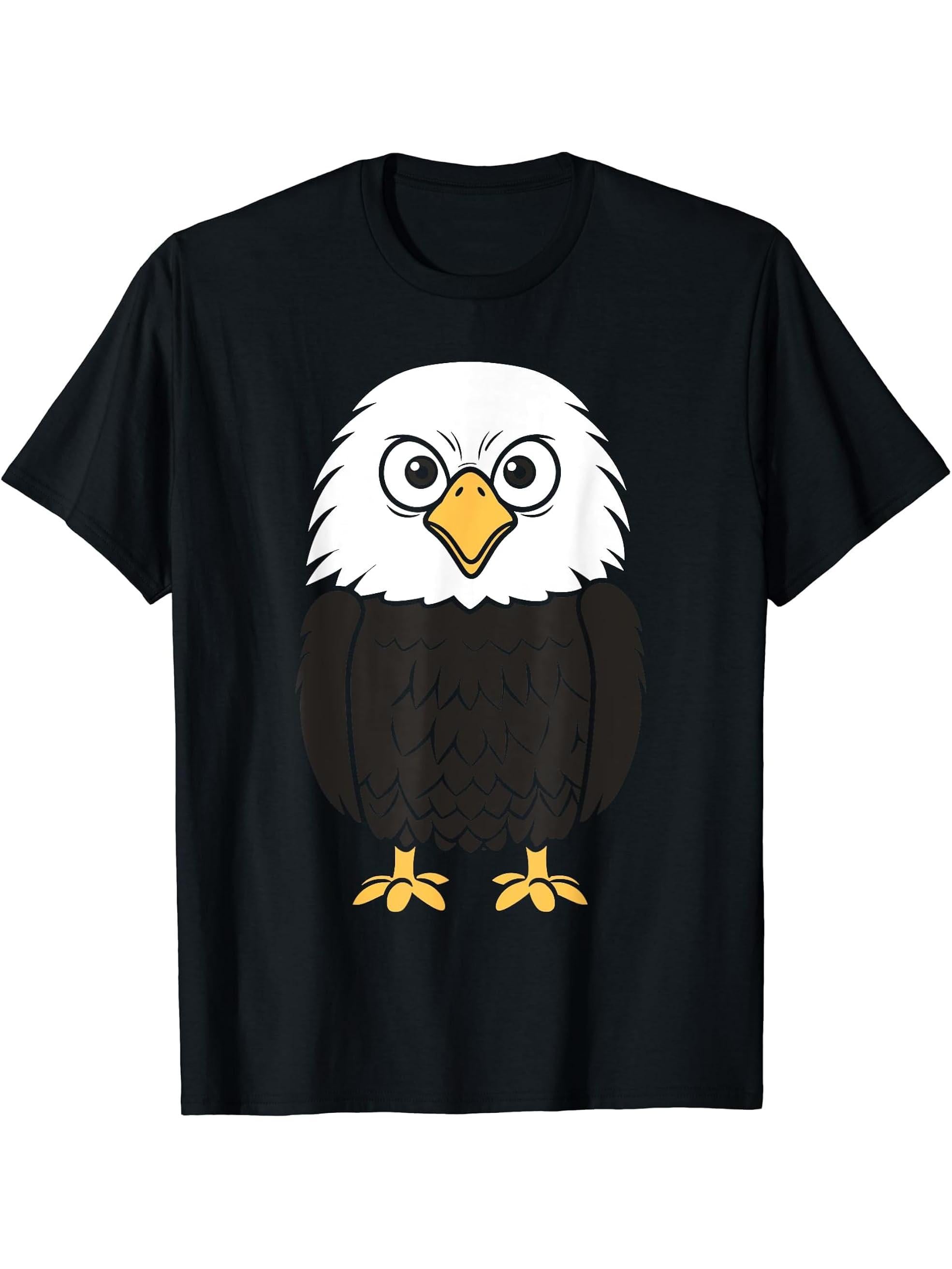 Bird Raptor Simple Bird Eagle Bird Bald Eagle T-Shirt 180G 100% Cotton Printed Round Neck Short-Sleeve T-Shirt, Gifts for Men Dad Husband Grandpa, S-XXXL, Black