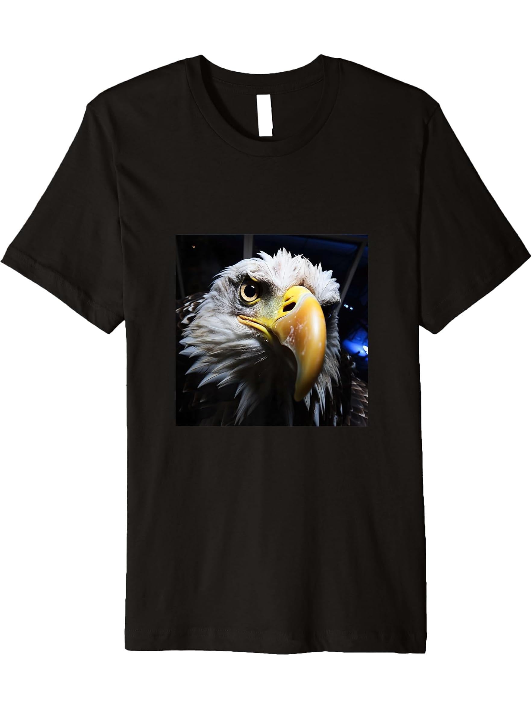 Eagle Bald Premium T-Shirt 180G 100% Cotton Printed Round Neck Short-Sleeve T-Shirt, Gifts for Men Dad Husband Grandpa, S-XXXL, Black