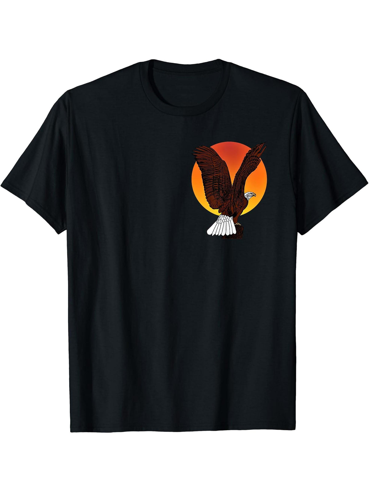 Bald Eagle American National Symbol Animal Patriotic Freedom T-Shirt 180G 100% Cotton Printed Round Neck Short-Sleeve T-Shirt, Gifts for Men Dad Husband Grandpa, S-XXXL, Black