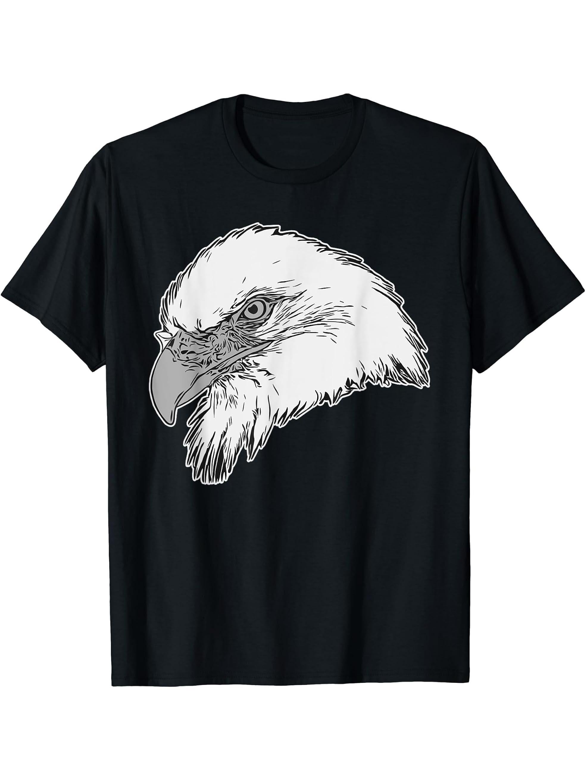 Bald Eagle American National Symbol Animal Patriotic Freedom T-Shirt 180G 100% Cotton Printed Round Neck Short-Sleeve T-Shirt, Gifts for Men Dad Husband Grandpa, S-XXXL, Black