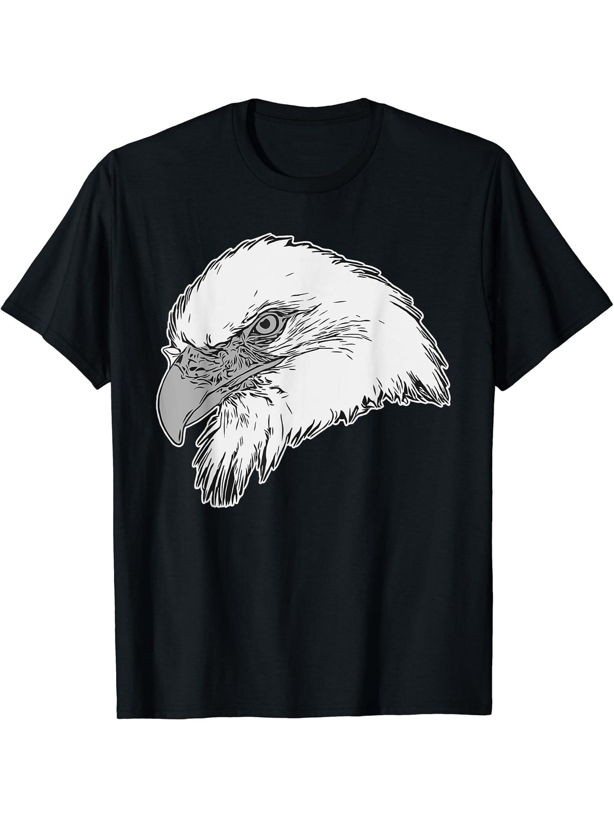 Bald Eagle American National Symbol Animal Patriotic Freedom T-Shirt 180G 100% Cotton Printed Round Neck Short-Sleeve T-Shirt, Gifts for Men Dad Husband Grandpa, S-XXXL, Black