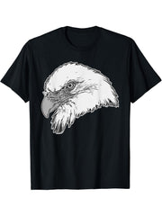 Bald Eagle American National Symbol Animal Patriotic Freedom T-Shirt 180G 100% Cotton Printed Round Neck Short-Sleeve T-Shirt, Gifts for Men Dad Husband Grandpa, S-XXXL, Black