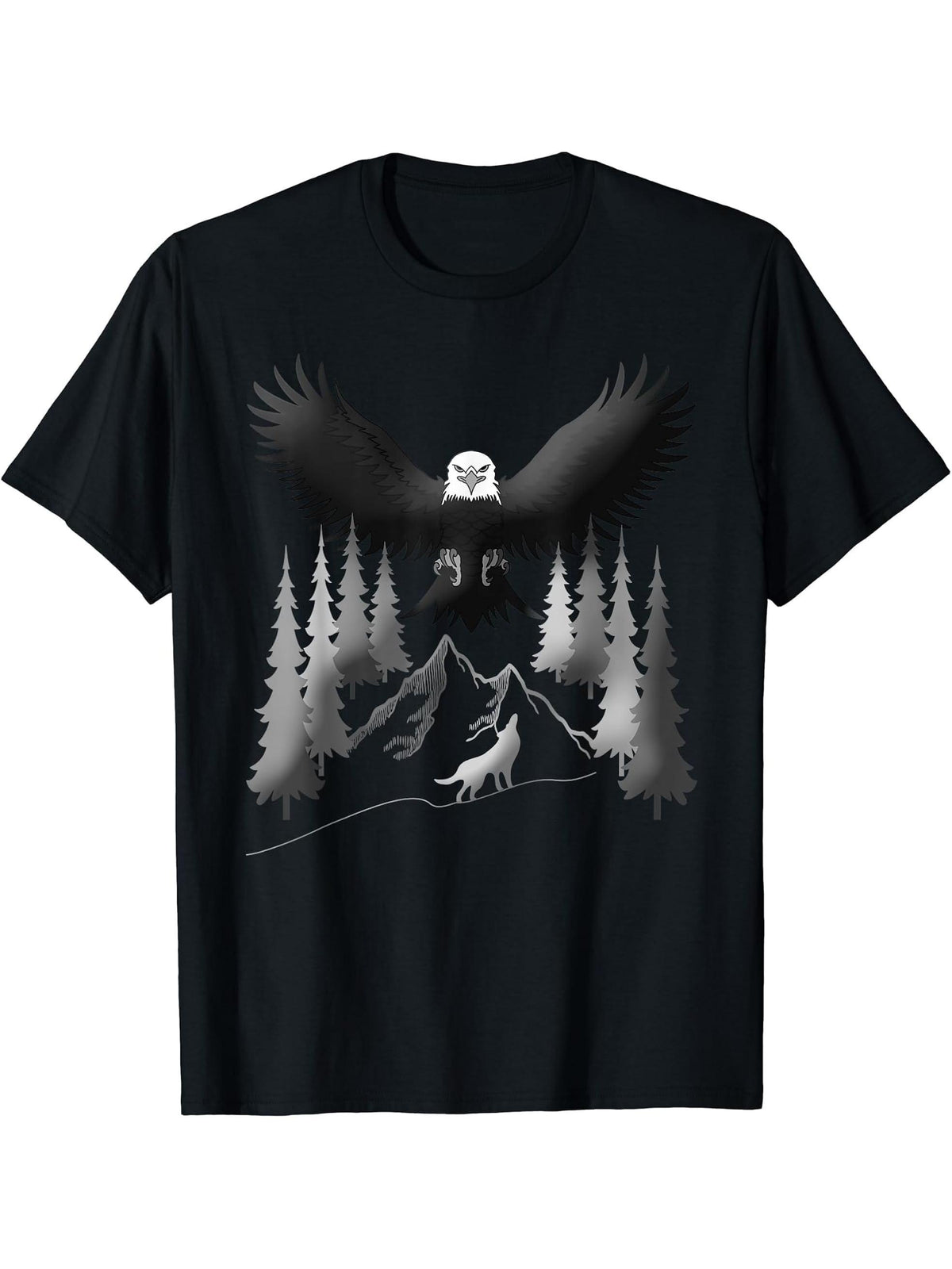 Bald Eagle American National Symbol Animal Patriotic Freedom T-Shirt 180G 100% Cotton Printed Round Neck Short-Sleeve T-Shirt, Gifts for Men Dad Husband Grandpa, S-XXXL, Black