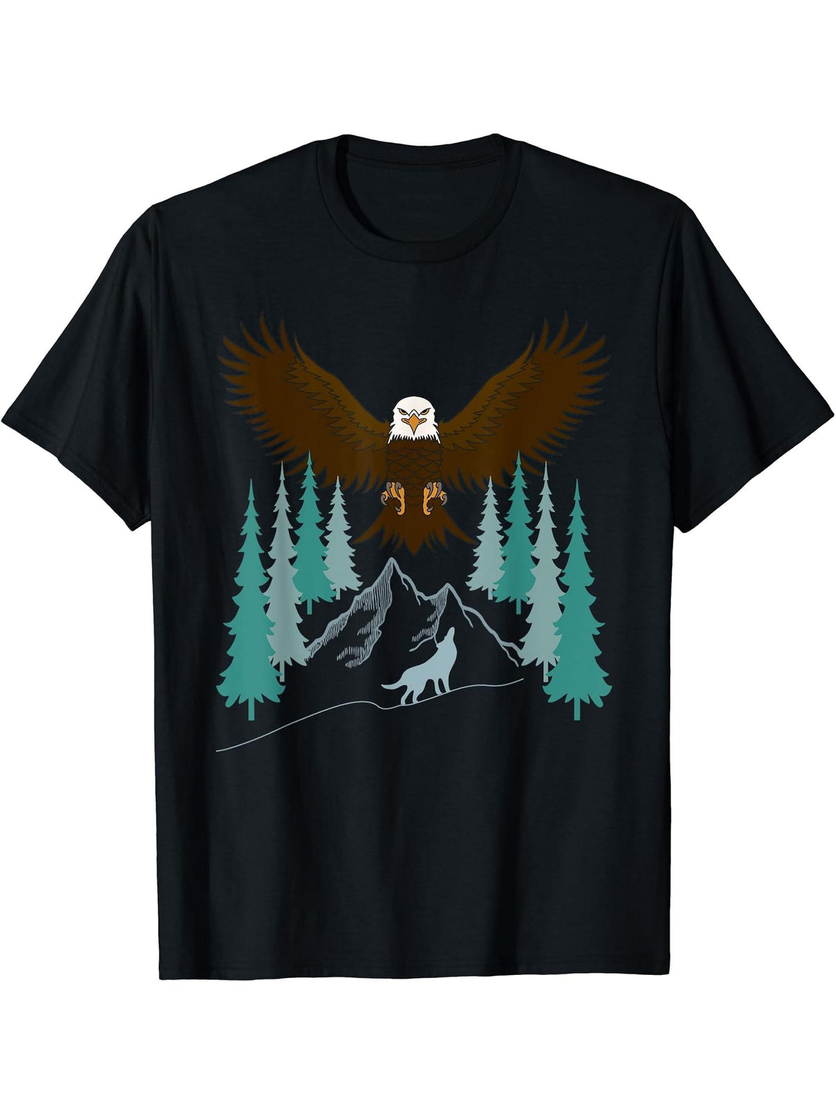 Bald Eagle American National Symbol Animal Patriotic Freedom T-Shirt 180G 100% Cotton Printed Round Neck Short-Sleeve T-Shirt, Gifts for Men Dad Husband Grandpa, S-XXXL, Black