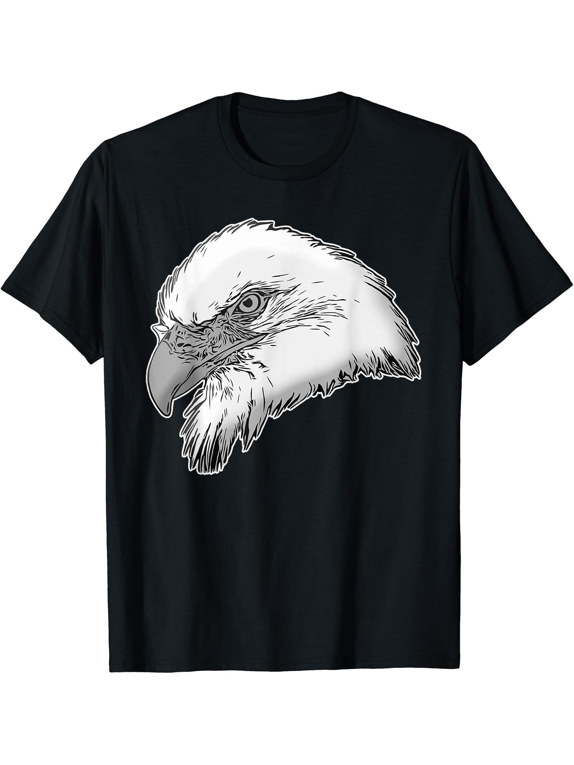 Bald Eagle American National Symbol Animal Patriotic Freedom T-Shirt 180G 100% Cotton Printed Round Neck Short-Sleeve T-Shirt, Gifts for Men Dad Husband Grandpa, S-XXXL, Black