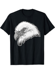 Bald Eagle American National Symbol Animal Patriotic Freedom T-Shirt 180G 100% Cotton Printed Round Neck Short-Sleeve T-Shirt, Gifts for Men Dad Husband Grandpa, S-XXXL, Black