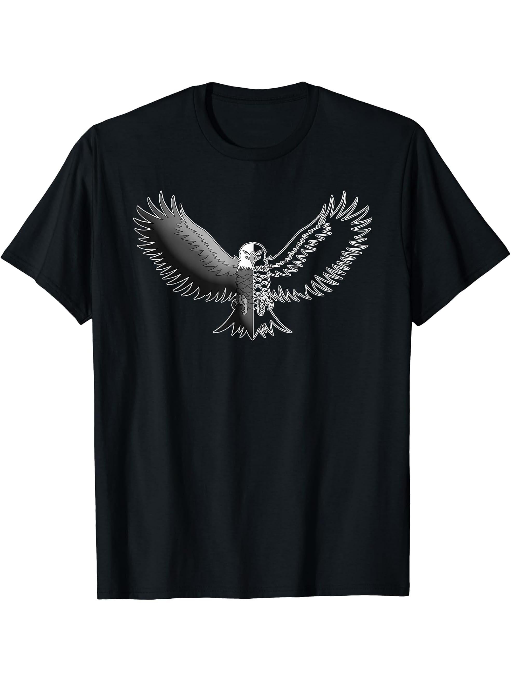 Bald Eagle American National Symbol Animal Patriotic Freedom T-Shirt 180G 100% Cotton Printed Round Neck Short-Sleeve T-Shirt, Gifts for Men Dad Husband Grandpa, S-XXXL, Black