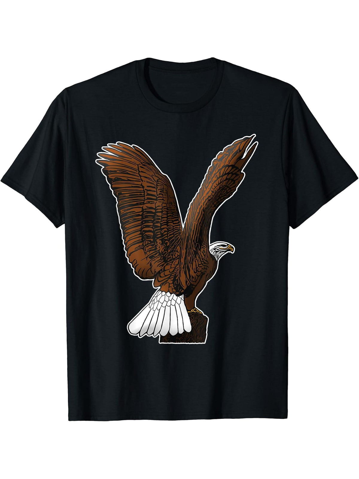 Bald Eagle American National Symbol Animal Patriotic Freedom T-Shirt 180G 100% Cotton Printed Round Neck Short-Sleeve T-Shirt, Gifts for Men Dad Husband Grandpa, S-XXXL, Black