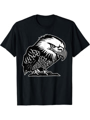 Bald Eagle American National Symbol Animal Patriotic Freedom T-Shirt 180G 100% Cotton Printed Round Neck Short-Sleeve T-Shirt, Gifts for Men Dad Husband Grandpa, S-XXXL, Black