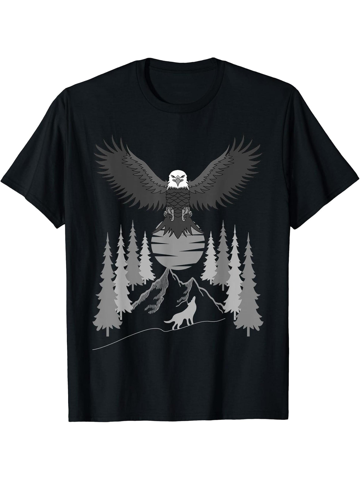 Bald Eagle American National Symbol Animal Patriotic Freedom T-Shirt 180G 100% Cotton Printed Round Neck Short-Sleeve T-Shirt, Gifts for Men Dad Husband Grandpa, S-XXXL, Black