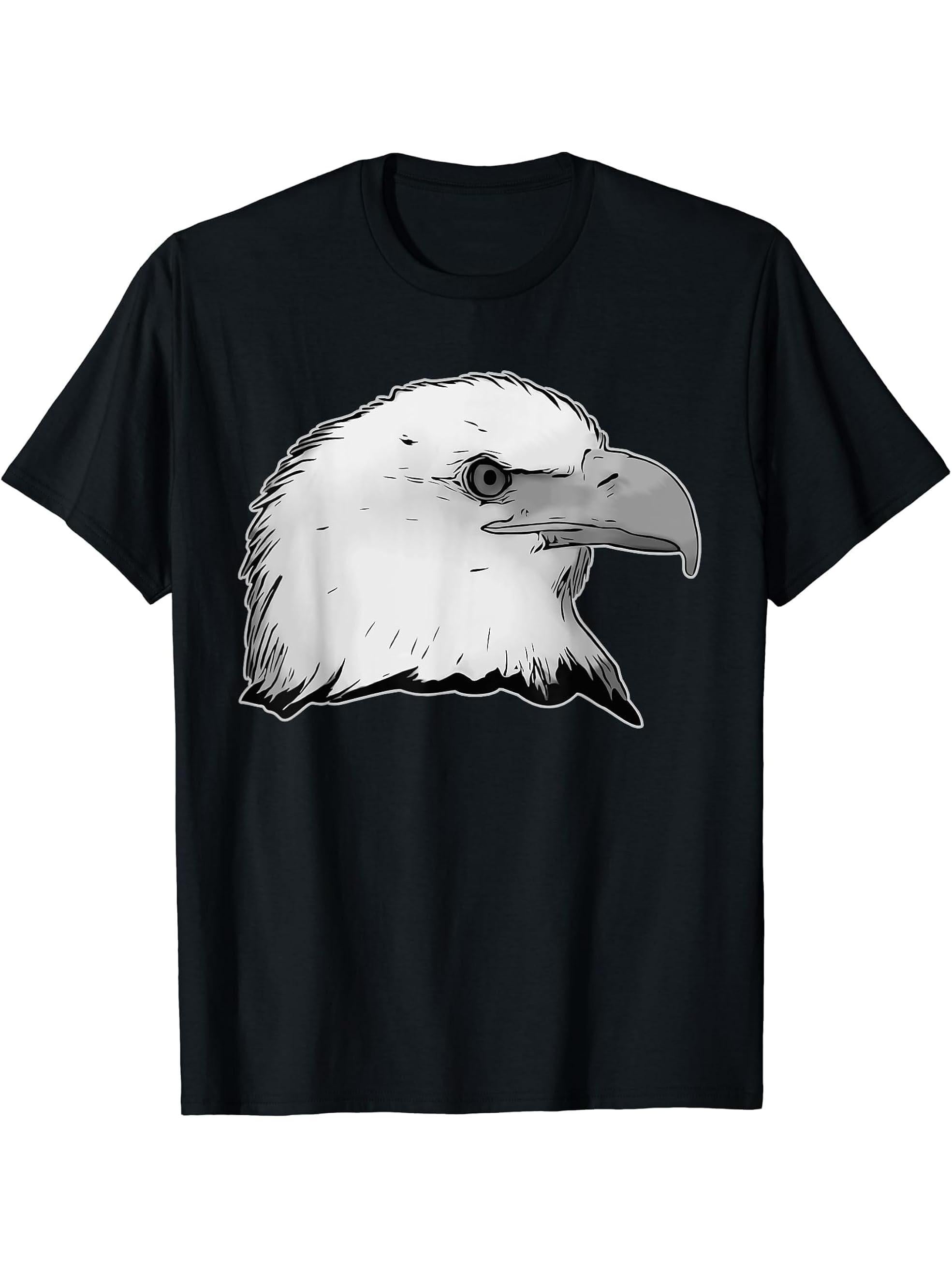 Bald Eagle American National Symbol Animal Patriotic Freedom T-Shirt 180G 100% Cotton Printed Round Neck Short-Sleeve T-Shirt, Gifts for Men Dad Husband Grandpa, S-XXXL, Black