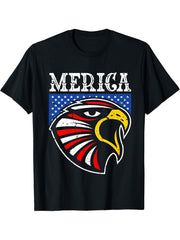 America 4th of July American Flag Bald Eagle Mullet 4th July T-Shirt 180G 100% Cotton Printed Round Neck Short-Sleeve T-Shirt, Gifts for Men Dad Husband Grandpa, S-XXXL, Black