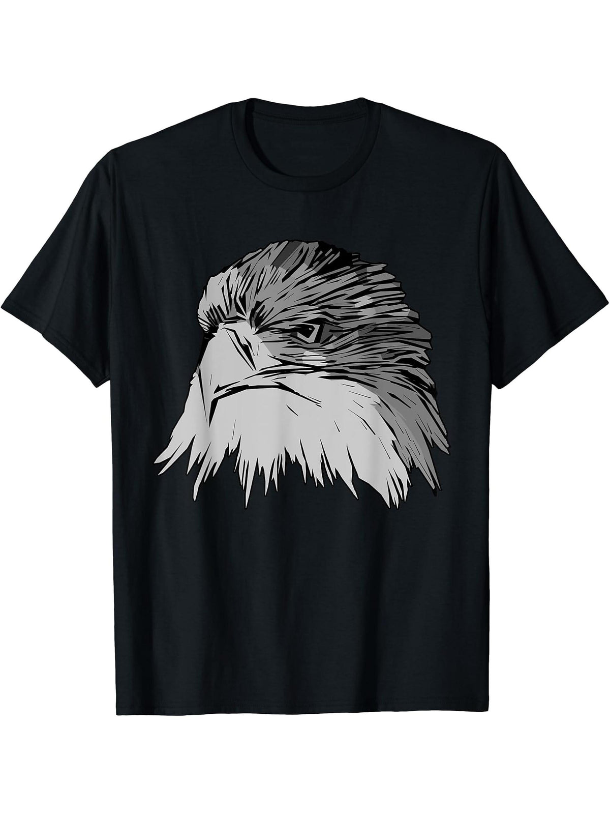 Bald Eagle American National Symbol Animal Patriotic Freedom T-Shirt 180G 100% Cotton Printed Round Neck Short-Sleeve T-Shirt, Gifts for Men Dad Husband Grandpa, S-XXXL, Black