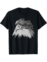 Bald Eagle American National Symbol Animal Patriotic Freedom T-Shirt 180G 100% Cotton Printed Round Neck Short-Sleeve T-Shirt, Gifts for Men Dad Husband Grandpa, S-XXXL, Black