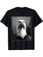Bald Eagle American National Symbol Animal Patriotic Freedom T-Shirt 180G 100% Cotton Printed Round Neck Short-Sleeve T-Shirt, Gifts for Men Dad Husband Grandpa, S-XXXL, Black