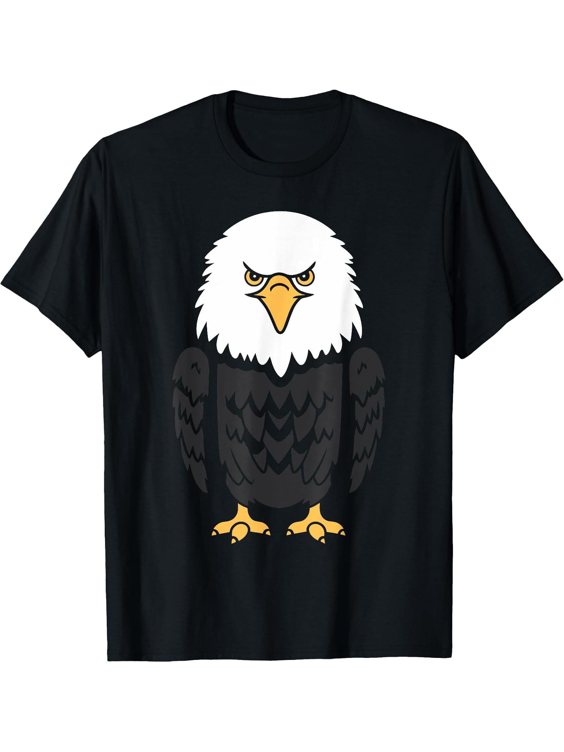 Bird Raptor Simple Bird Eagle Bird Bald Eagle T-Shirt 180G 100% Cotton Printed Round Neck Short-Sleeve T-Shirt, Gifts for Men Dad Husband Grandpa, S-XXXL, Black