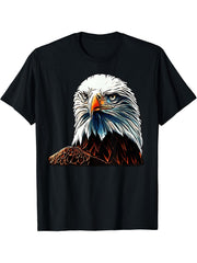 Bald Eagle American National Symbol Animal Patriotic Freedom T-Shirt 180G 100% Cotton Printed Round Neck Short-Sleeve T-Shirt, Gifts for Men Dad Husband Grandpa, S-XXXL, Black