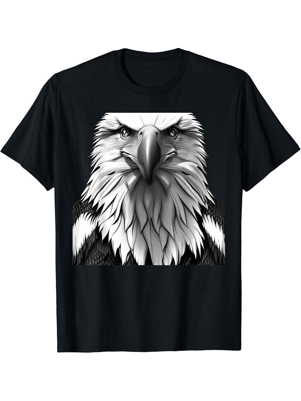 Bald Eagle American National Symbol Animal Patriotic Freedom T-Shirt 180G 100% Cotton Printed Round Neck Short-Sleeve T-Shirt, Gifts for Men Dad Husband Grandpa, S-XXXL, Black