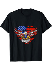 Funny Bald Eagle USA Flag 4th Of July Memorial Day Heart T-Shirt 180G 100% Cotton Printed Round Neck Short-Sleeve T-Shirt, Gifts for Men Dad Husband Grandpa, S-XXXL, Black